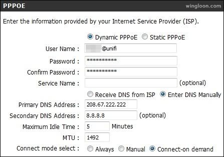 UniFi login ID and password.