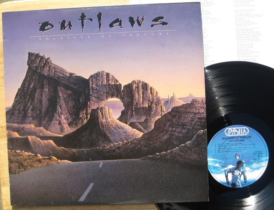 Outlaws - Soldiers Of Fortune, Gold Demonstration Copy Stamp On Back Sleeve, Lyric Picture Inner Sleeve, 1986