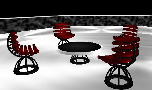 Black Red Table Chairs