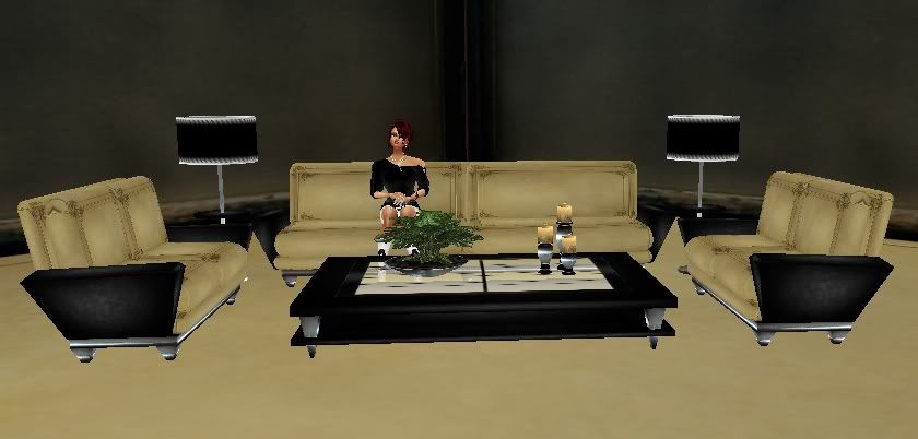Tan/Black Group Couch