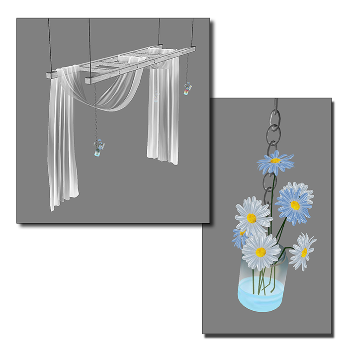 drapes and flowers