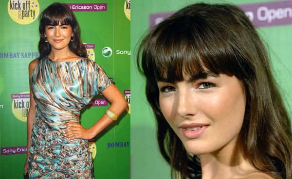 Camilla Belle with the fringe hair trend
