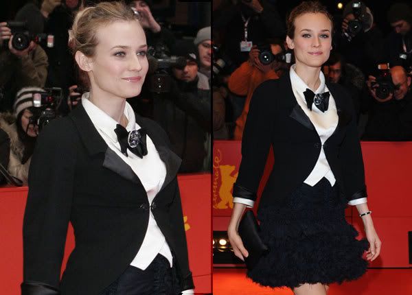 Diane Kruger in Chanel tuxedo outfit