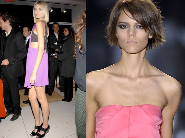 super model hairstyles. Supermodels with bob haircut fashion trend. Model bobs: Hana Soukupova and 