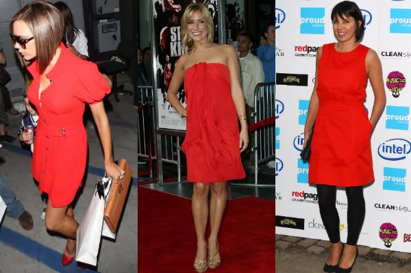 victoria beckham red dress. Bright red dress celebrity