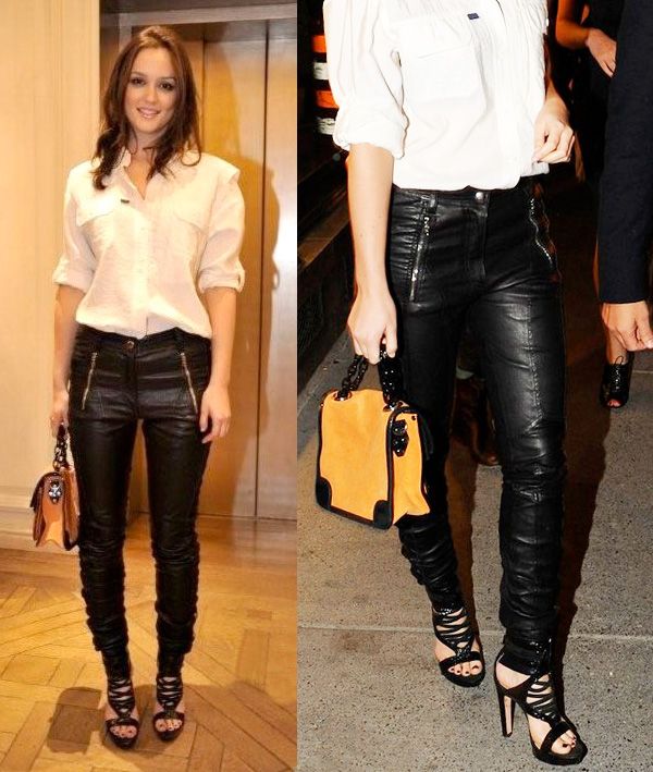 Leighton Meester in leather