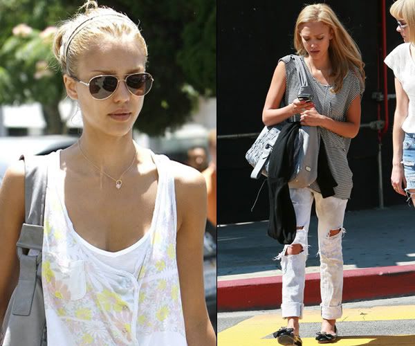 For more pictures of Jessica Alba's new blond hair color, and her ripped 
