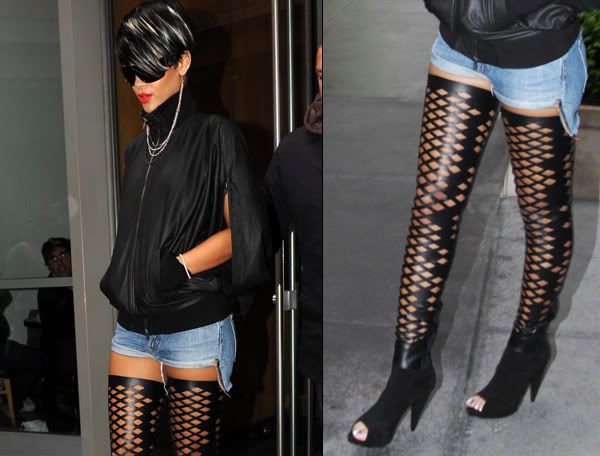 Rihanna in Rodarte laser-cut stayups
