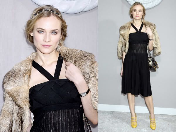Diane Kruger wearing fur I think the two trends are a fantastic pairing for