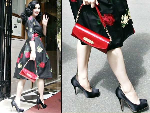 Dita Von Teese in square-toed shoes