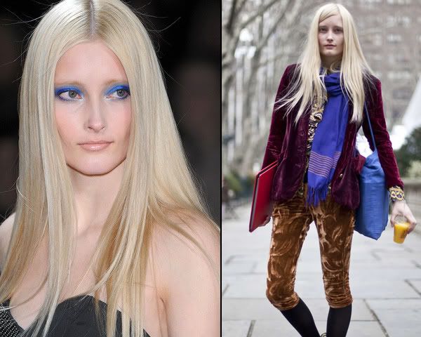Iekeliene Stange gets the peroxide blonde hair trend