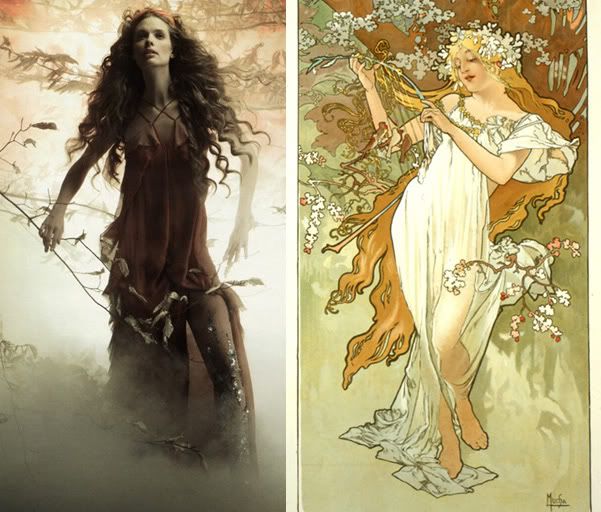 Julia Stegner in Vogue Germany; and artwork by Alfons Mucha