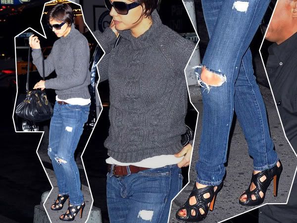 ripped jeans women. Katie Holmes wears the ripped