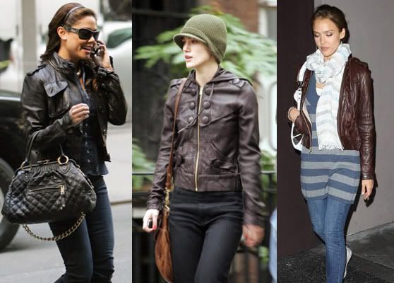 leather jackets for women. in her leather jacket;