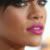 Rihanna in bright pink lipstick