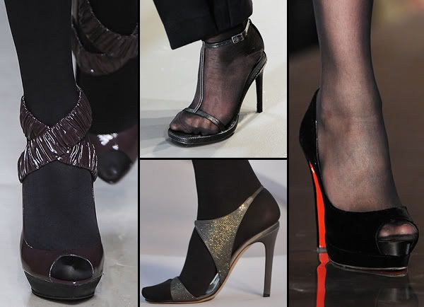 Open-toe shoes with stockings - 2008 trend