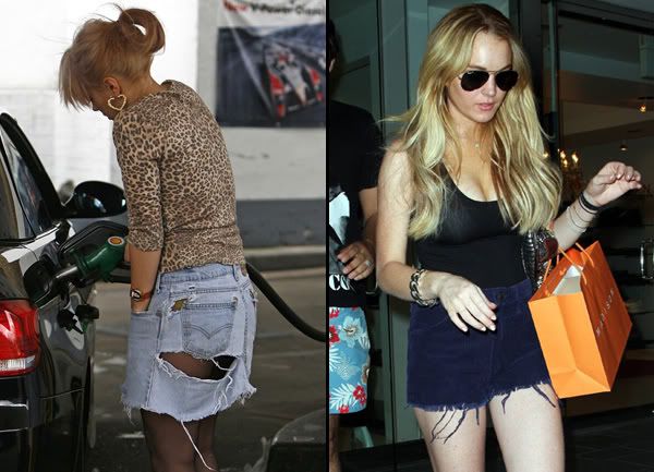 Lily Allen and Lindsay Lohan in the ripped denim trend