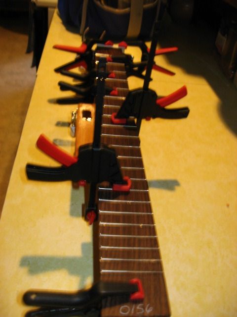 Gluing the fretboard on