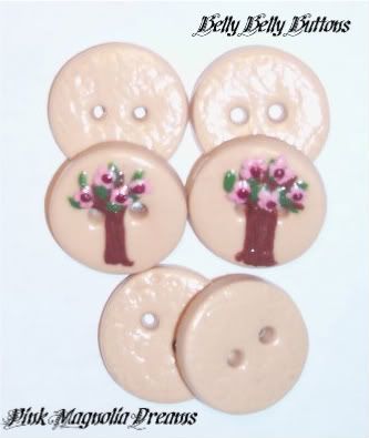 Pink Blooming Sweet Magnolia Mama Buttons Set of 6