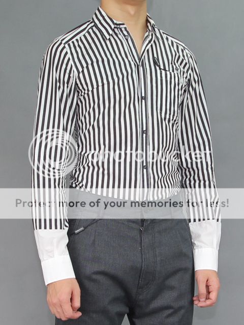 DOLCE & GABBANA 11AW NWT RUNWAY STRIPEY COTTON POPLIN SHIRT  