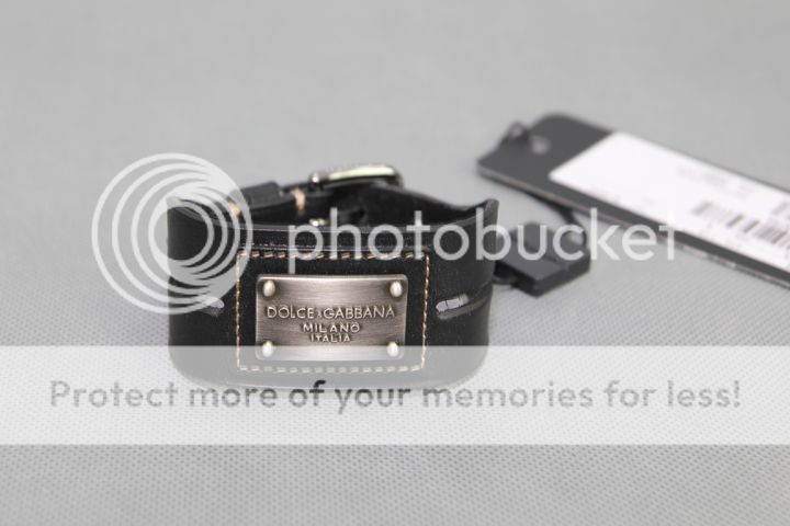 DOLCE & GABBANA 11AW NIB BLACK METAL PIQUET STICHED CALFSKIN BRACELET 